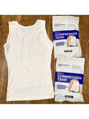 Lot of 2 Men’s Compression Tanks Sz Medium White Slimming Undershirt Shapewear